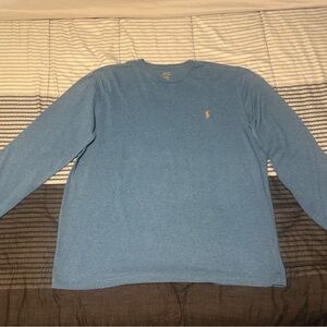 Polo by Ralph Lauren Men's Heather Blue Long Sleeve Tee
